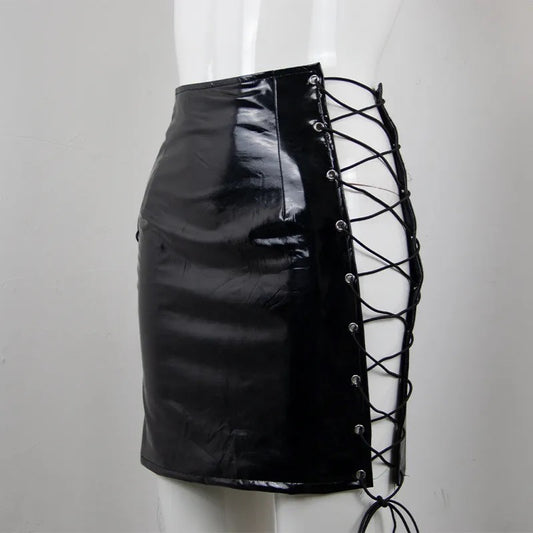 Punk Lace Up Mini Skirt
