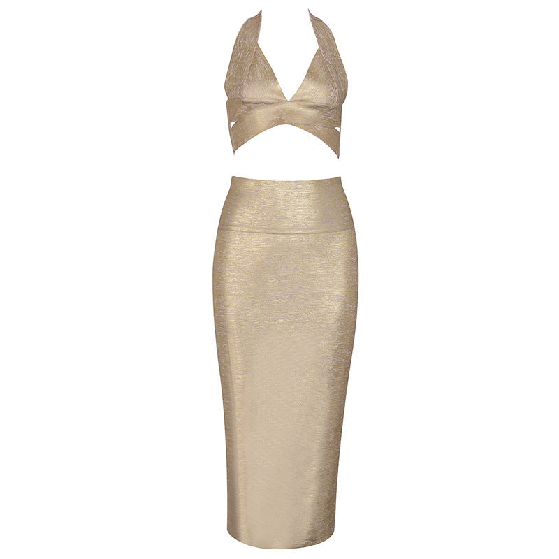 Gold Foil Bandage Dress/Two Piece Set