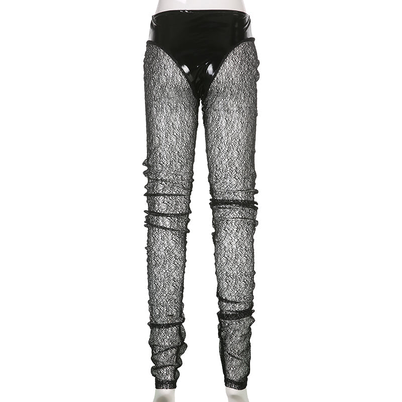 See-Through Patchwork Pencil Pants