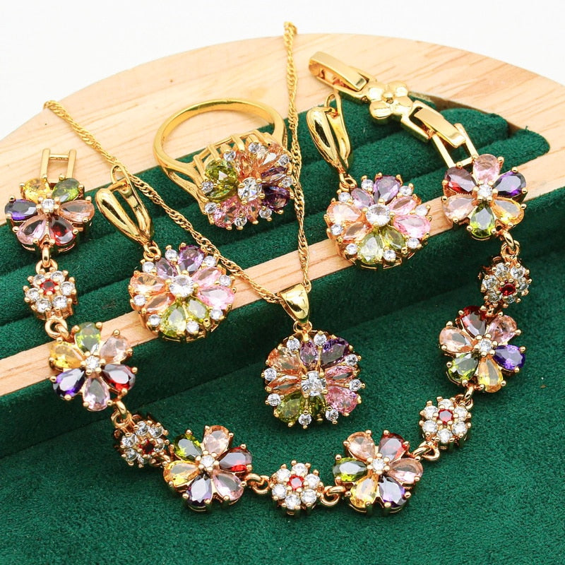 Multicolor Floral Jewelry Set