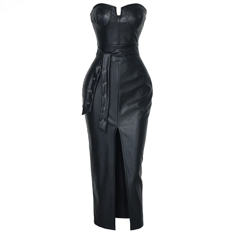 Faux Leather Tube Dress