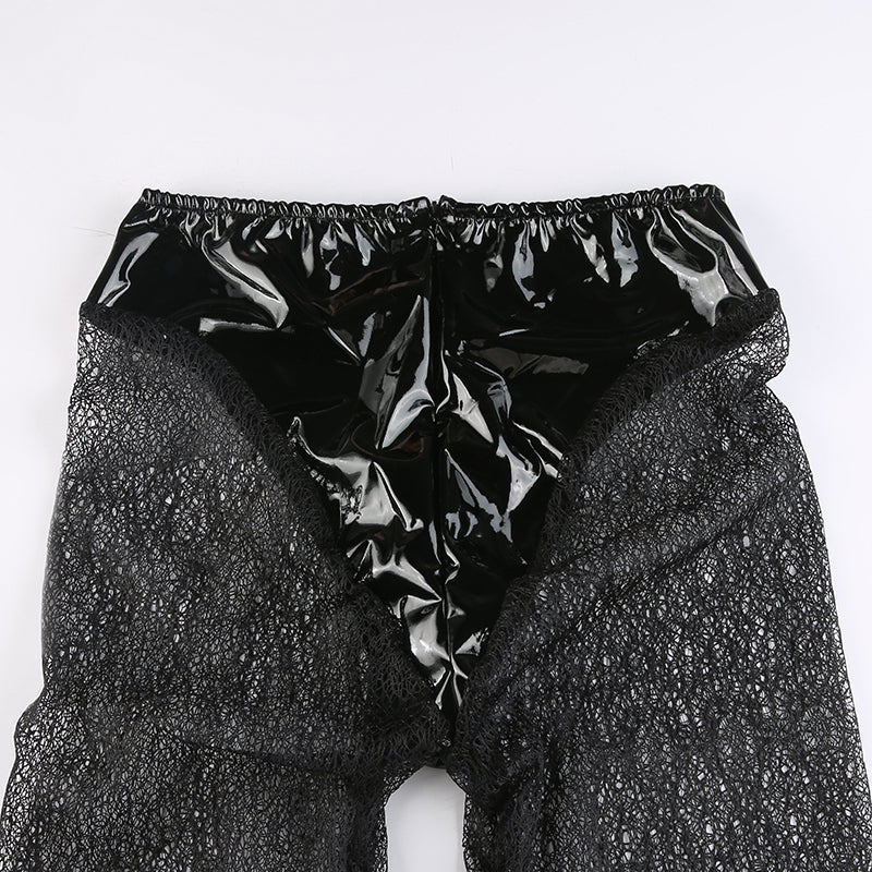 See-Through Patchwork Pencil Pants