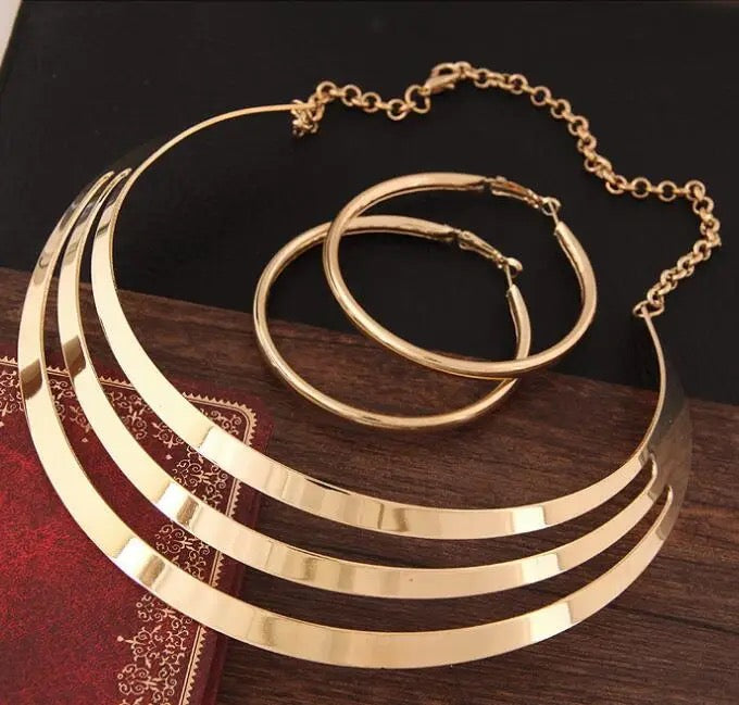 Gold Metal Torques Necklace