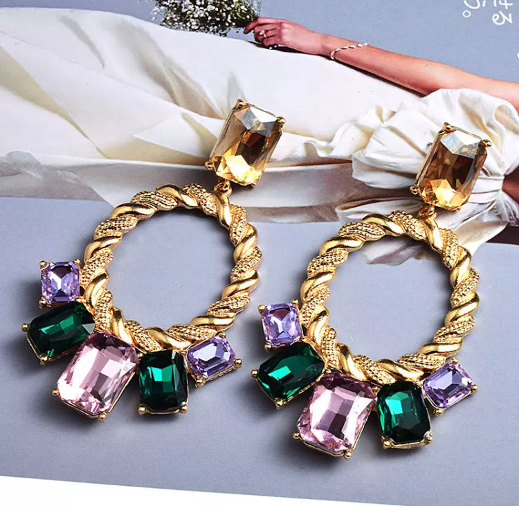 Colorful Crystal Drop Earrings