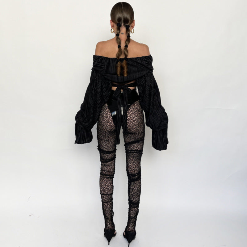 See-Through Patchwork Pencil Pants