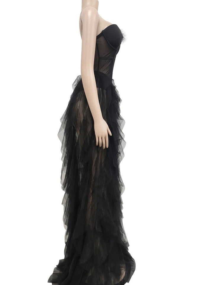 Elegant Feather Corset Dress