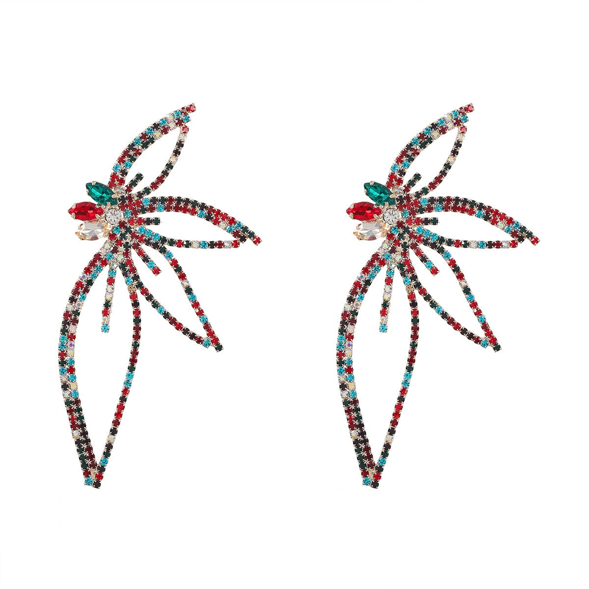 Rhinestone Flower Pendant Earrings