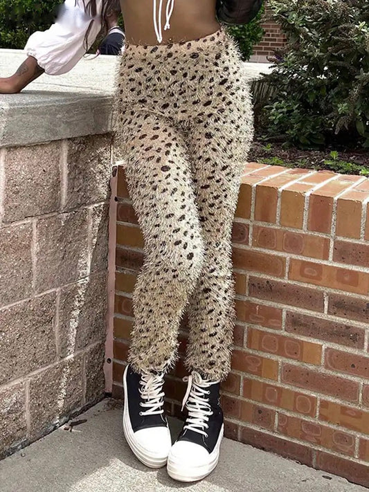 Furry Leopard Pants