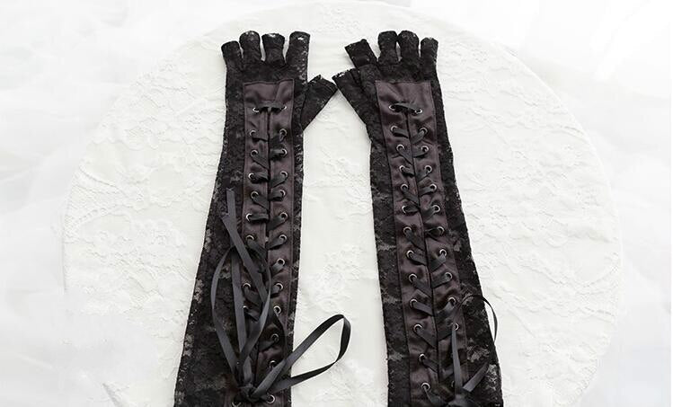 Lace Up Fingerless Gloves
