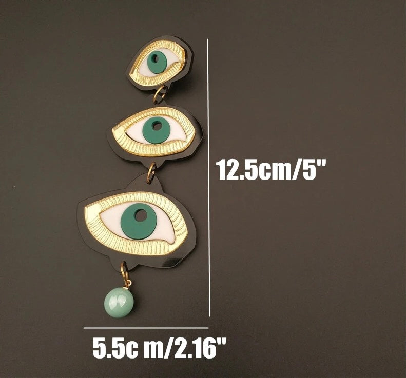 Vintage Green Eyes Earrings & Necklace